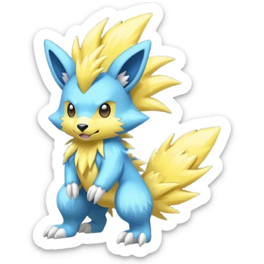 Cute cool blue yellow animal-Electrike-Manectric-hybrid hybrid Fakemon full body sticker