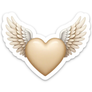 beige heart with white angel wings sticker