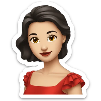 Fair-skin-elegant-girl-in-red-dress-dark-hair sticker