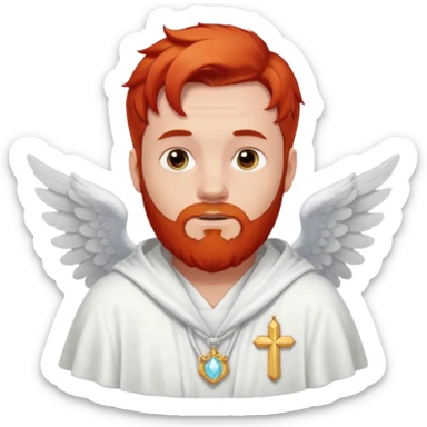 red hair, white bearded man angel sticker