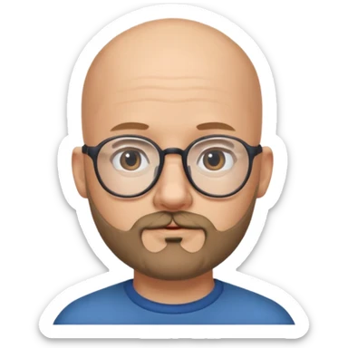 Bald man with glasses and chin puff beard sticker