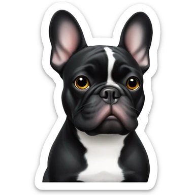 black french bulldog with white duck shaped spot sticker