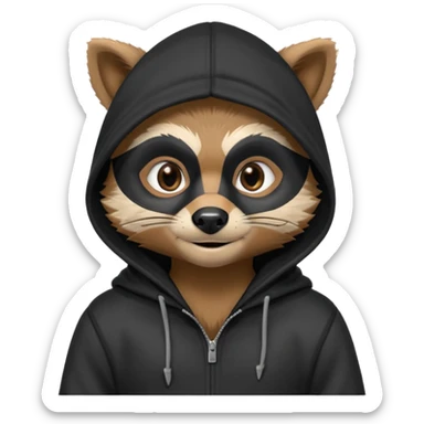 thief raccoon portrait, head and shoulders only, black burglar mask markings, sneaky smile, dark hoodie collar, mischievous eyes, 3D cartoon, mobile game icon style, clean background, no text, no watermark
 sticker