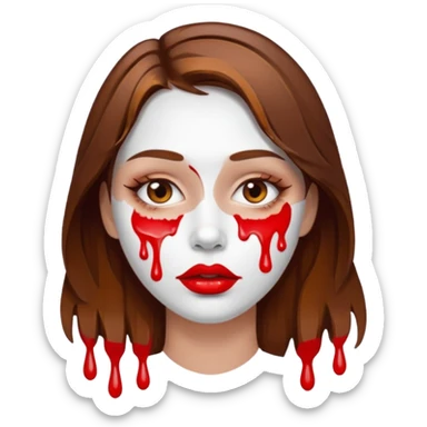 Brown Hair Woman , white paint , drip, face, hot  Sexy, lips sticker
