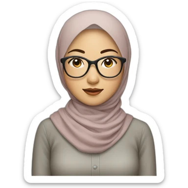 Beauty asian woman wear hijab and glasses sticker