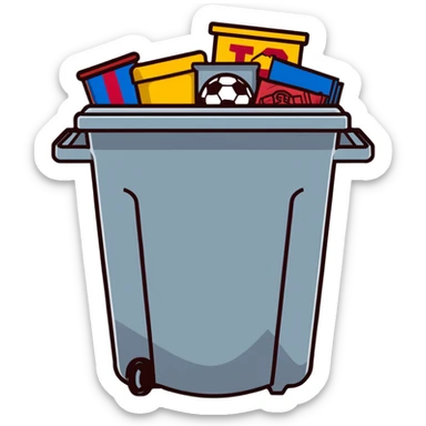 Barcelona soccer team in a trash can sticker