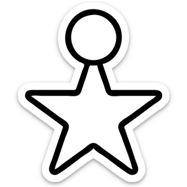 yellow star with an orange circle on top, outlined, bold lines sticker
