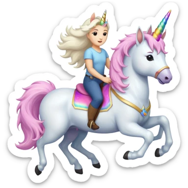 White belgian Shepard riding on a unicorn  sticker