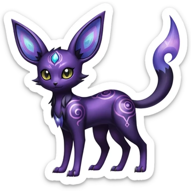 Shiny Exotic Badass Ethereal Royal Mysterious Gothic Noibat-Espeon-Umbreon-Pokémon-Fakémon-hybrid-creature (full body) with random pattern-markings sticker