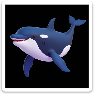 killer whale, 3d, exaggerated features, cartoon style sticker