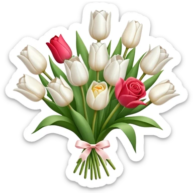 White Tulip and rose bouquet  sticker