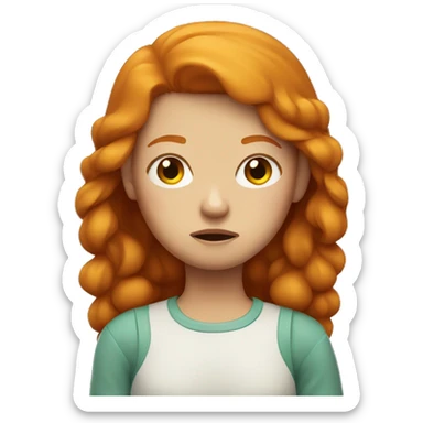 Ginger girl frowning sticker