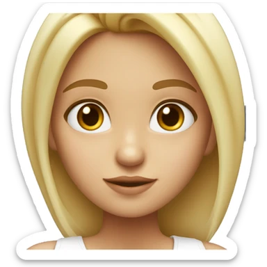 chica rubia con pelo liso de piel blanca y ojos marrones y top blanco sticker