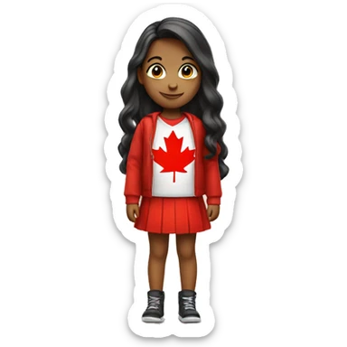 a girl with maple leaf in canada sticker