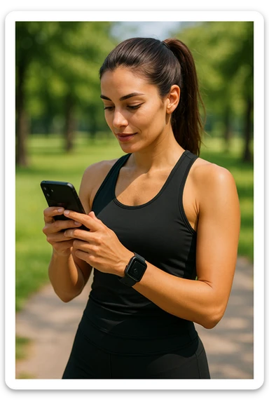 Donna sportiva che usa app contacalorie come myfitnesspal sticker