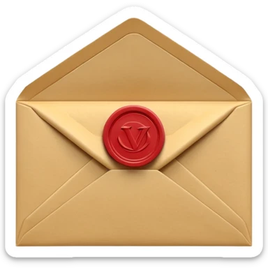 3D render of Envelope with Wax Seal entirely of folded origami paper, sharp creases, cardboard texture, matte finish, visible paper grain, craft aesthetic,emoji style, isolated on white background --v 6.0 sticker