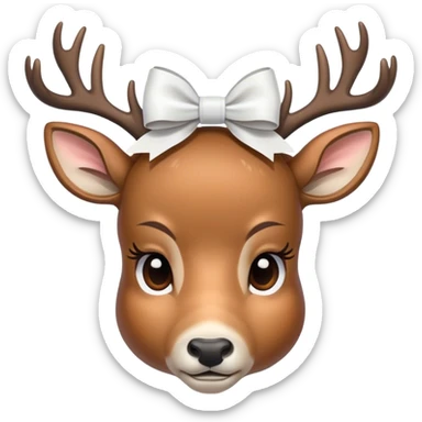 Deer with a white bow on head all sleepy sticker
