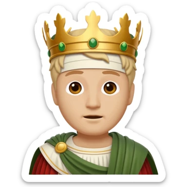 Julius Caesar as an emoji with laurel crown, white toga, classic Roman look sticker