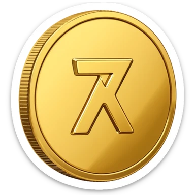 coin placed on its side at a 45-degree angle sticker