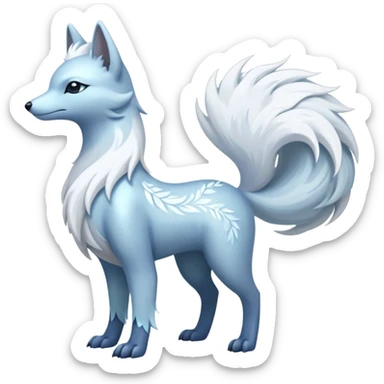 Shiny Silver-White Frosted Ice-Crystal Encrusted Regal Arctic Alolan-Ninetales-Latias-hybrid-creature (full body) sticker