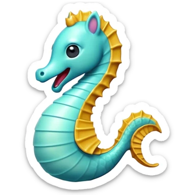 Cinematic Cute Yawning Sea Horse Portrait Emoji, Head tilted slightly with a dramatic, wide-open yawn, showcasing a slender, gracefully curved body with a softly drooping tail and sleepy, half-closed eyes, Simplified yet irresistibly adorable features, highly detailed, glowing with a soft, cozy aquatic glow, high shine, relaxed yet expressive, stylized with a dash of whimsical marine charm, soft glowing outline, capturing the essence of a drowsy yet affectionate sea horse that appears ready to stretch out for a nap! sticker