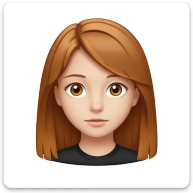 A girl with amber eyes and medium-length straight (slightly wavy) light brown hair. She is a teenager sticker