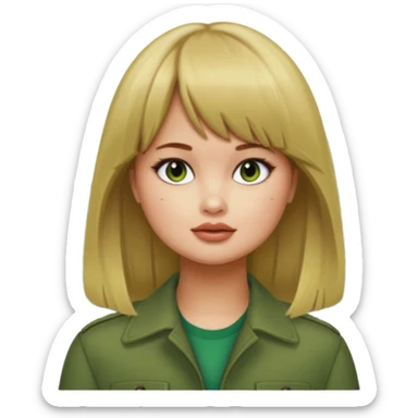 Debby Ryan (dirty blonde hair straight bangs) with Big City Greens sticker