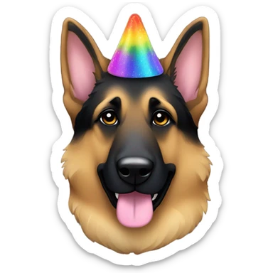German shepherd all black face and rainbow glitter fur sticker