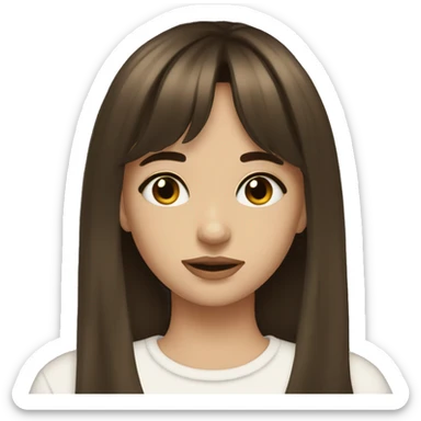 a brunette long layer with curtain bangs girl aesthetic  sticker