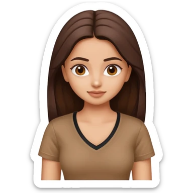 ipretty bratz emoji of alia bhatt wearing a V neck brown tshirt. She should look like Alia Bhatt sticker
