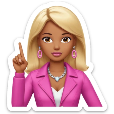 Brown skin blonde hair brown eyed barbie shooting the middle finger  sticker