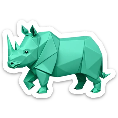 origami rhino in color green mint rgb(168, 251, 211) sticker