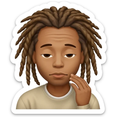 Black man with dreads and a clean shave puckering his lips and closing his eyes making this face😌 sticker