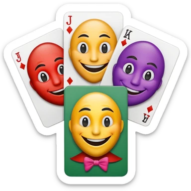 3 poker cards, with crazy colorful human jolly jokers inside sticker