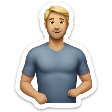 A man who puts his breast on his chest sticker