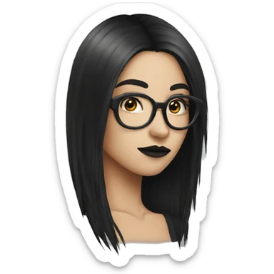 Goth woman glasses long hair sticker