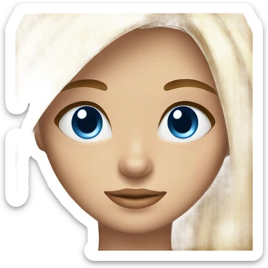 Blonde girl with a big of light brown roots and blue eyes with a bit of brown in them  sticker