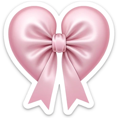 white heart with light pink ribbon bow sticker