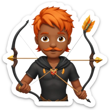 Black cupid with orange hair and mustache sticker