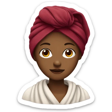 girl with a burgundy towel on her head sticker