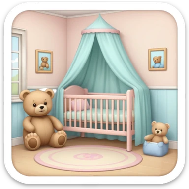 baby room, Cozy baby room with crib and teddy bear sticker