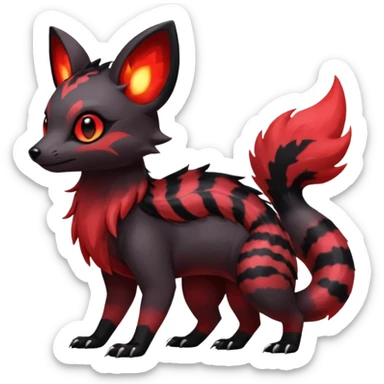 Rare exotic realistic cute epic aesthetic gothic colorful Salandit-Eevee-Civet-species-Fakemon-hybrid-creature, with markings, full body sticker
