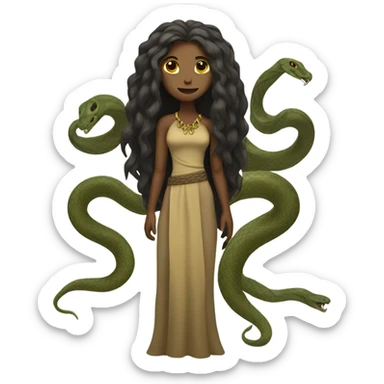 snakewomen with long hair , full body sticker