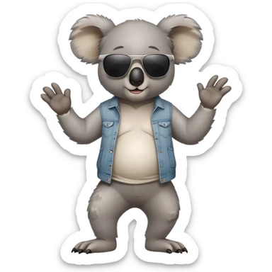 anthropomorphised koala in casual clothing, wearing dark sunglasses, walking upright in relaxed pose sticker