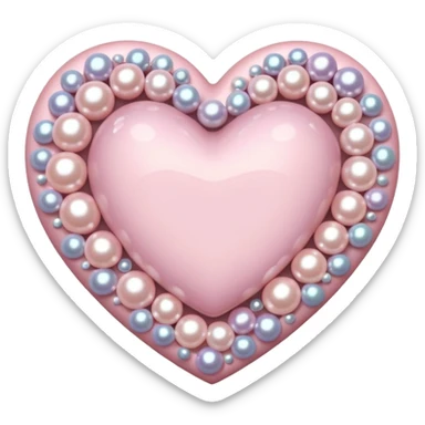 Pale pink heart with pale pink pearls around it  sticker