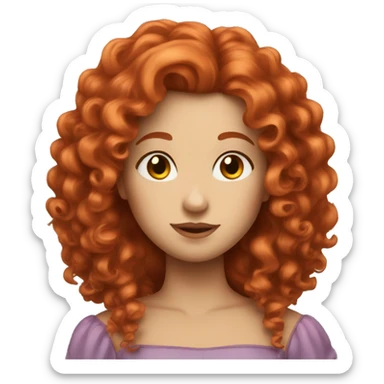 Princess with curly red hair headshot sticker