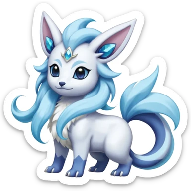 Fluffy floofy furry scaly cute elegant pristine beautiful precious pretty Primarina-Glaceon-Absol-Suicune-Amaura-Dialga-fusion sticker
