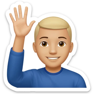 joven trigueno corte de pelo reguetoon sonrisa bonita saludando mano arriba sticker