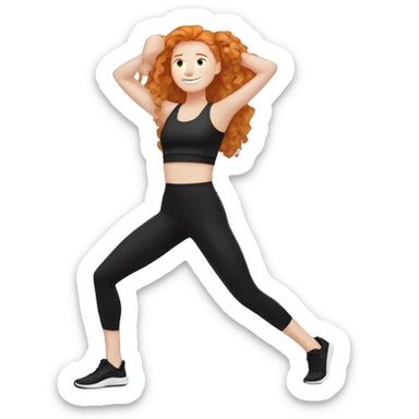 Ginger girl in black gym fit stretching  sticker