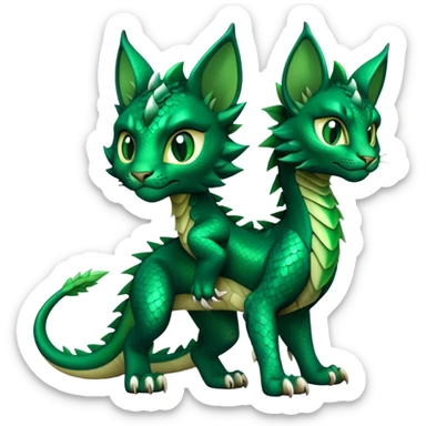 Dark-Green Dragon-type Fakémon-Lynx full body sticker